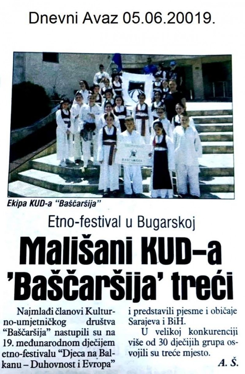 Dječiji folklorni ansambl osvojio III mjesto na festivalu u Bugarskoj